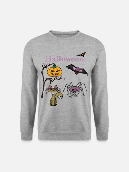 Halloween Pumpkin and Bat Design - Unisex Sweatshirt - salt & pepper