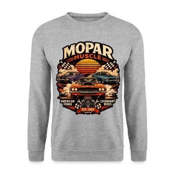 Mopar Muscle Retro Sunset Power US Car - Unisex Sweatshirt - salt & pepper - Front - Alina (178cm) & Michal (187cm)