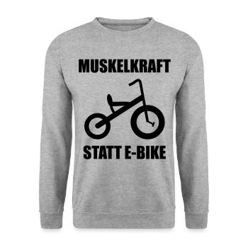 Dreirad "Muskelkraft statt E-Bike" - Unisex Pullover - Weißgrau meliert - Vorne - Alina (178cm) & Michal (187cm)