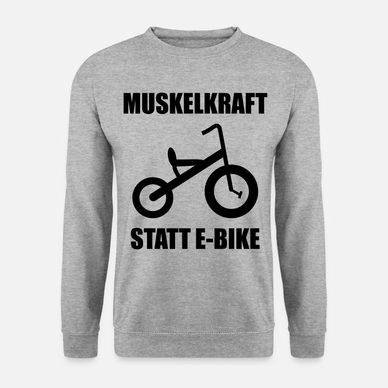 Dreirad "Muskelkraft statt E-Bike" - Unisex Pullover - Weißgrau meliert