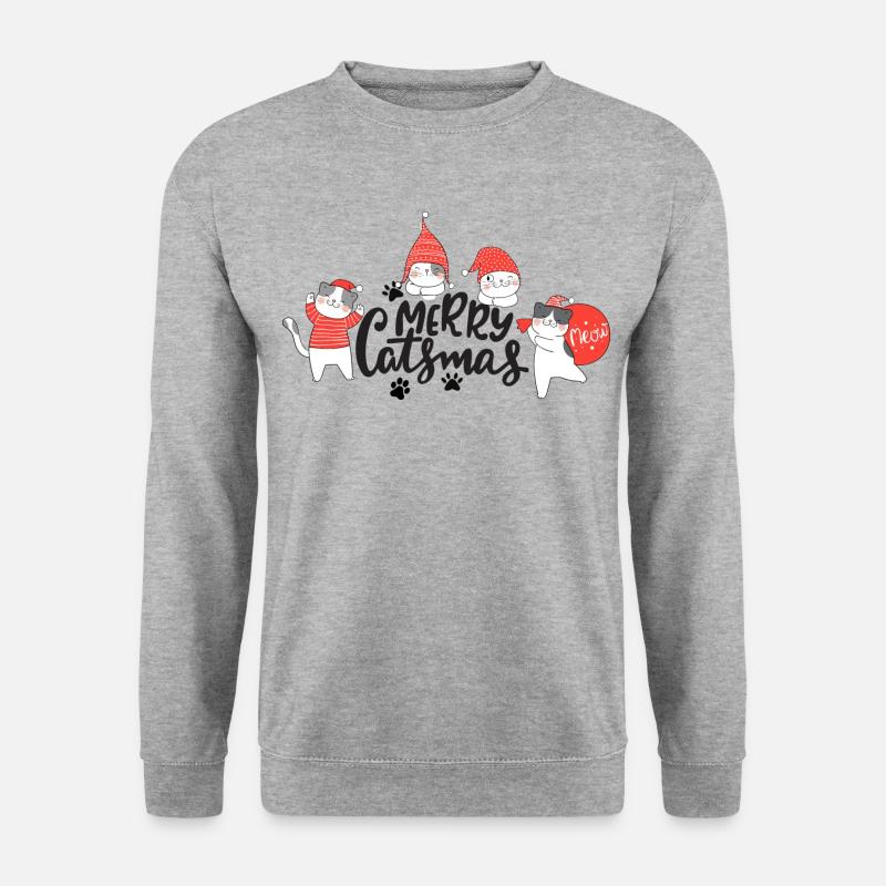 Lustige Weihnachtskatzen - Unisex Pullover - Weißgrau meliert