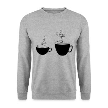 0253 Mug À Café | Tasse de thé | Café | thé - Sweat-shirt Unisexe - gris chiné - Devant - Alina (178cm) & Michal (187cm)