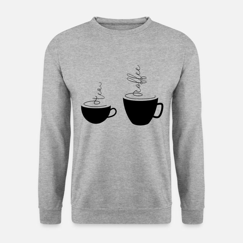 0253 Kaffeetasse | Teetasse | Kaffee | Tee - Unisex Pullover - Weißgrau meliert