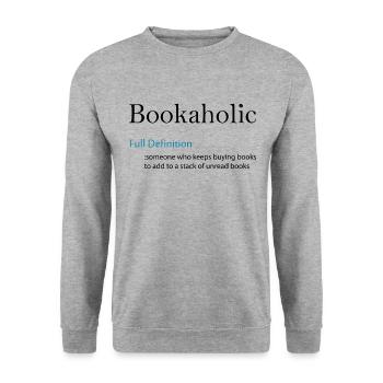 0298 Definition: Bookaholic - Unisex Sweatshirt - salt & pepper - Front - Alina (178cm) & Michal (187cm)