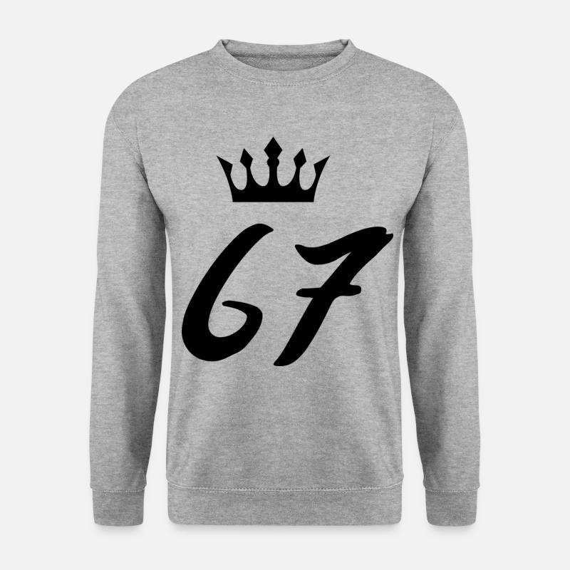 67 Zahl Krone - Unisex Pullover - Weißgrau meliert