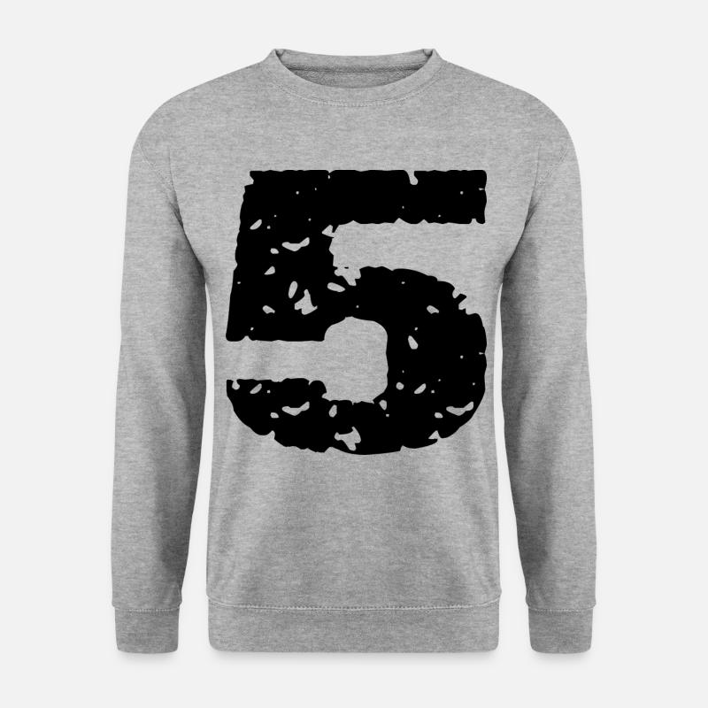 5 Zahl Trikot - Unisex Pullover - Weißgrau meliert