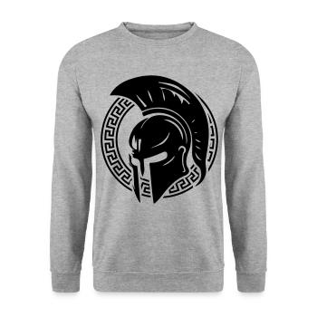 Spartaner Helm Gladiator Sparta - Unisex Pullover - Weißgrau meliert - Vorne - Alina (178cm) & Michal (187cm)