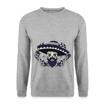Jour rétro vintage du cadeau de crâne de sucre mort - Sweat-shirt Unisexe - gris chiné - Devant - Alina (178cm) & Michal (187cm)