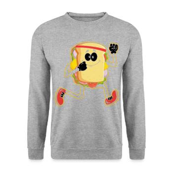 Sandwich Stirnband Lauband Fitness Läufer Laufen - Unisex Pullover - Weißgrau meliert - Vorne - Alina (178cm) & Michal (187cm)