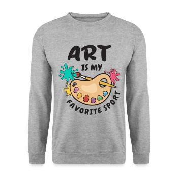 L’art est mon sport préféré - Sweat-shirt Unisexe - gris chiné - Devant - Alina (178cm) & Michal (187cm)