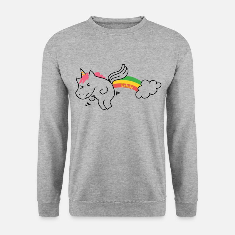 Ausatmen Einhorn Geschenke. Sei du Motivational.Unicorns - Unisex Pullover - Weißgrau meliert