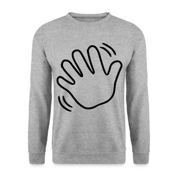 Emoji winken Skizze schwarz - Unisex Pullover - Weißgrau meliert - Vorne - Alina (178cm) & Michal (187cm)