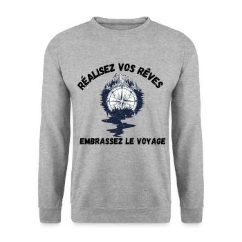 Naviguer les Rêves - Sweat-shirt Unisexe - gris chiné - Devant - Alina (178cm) & Michal (187cm)
