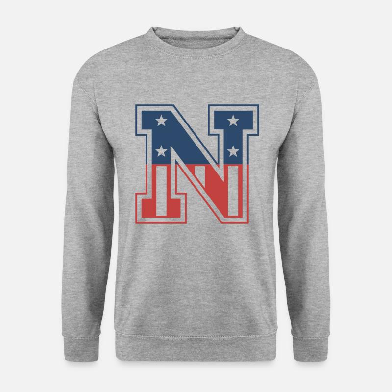 Buchstabe N USA - Unisex Pullover - Weißgrau meliert