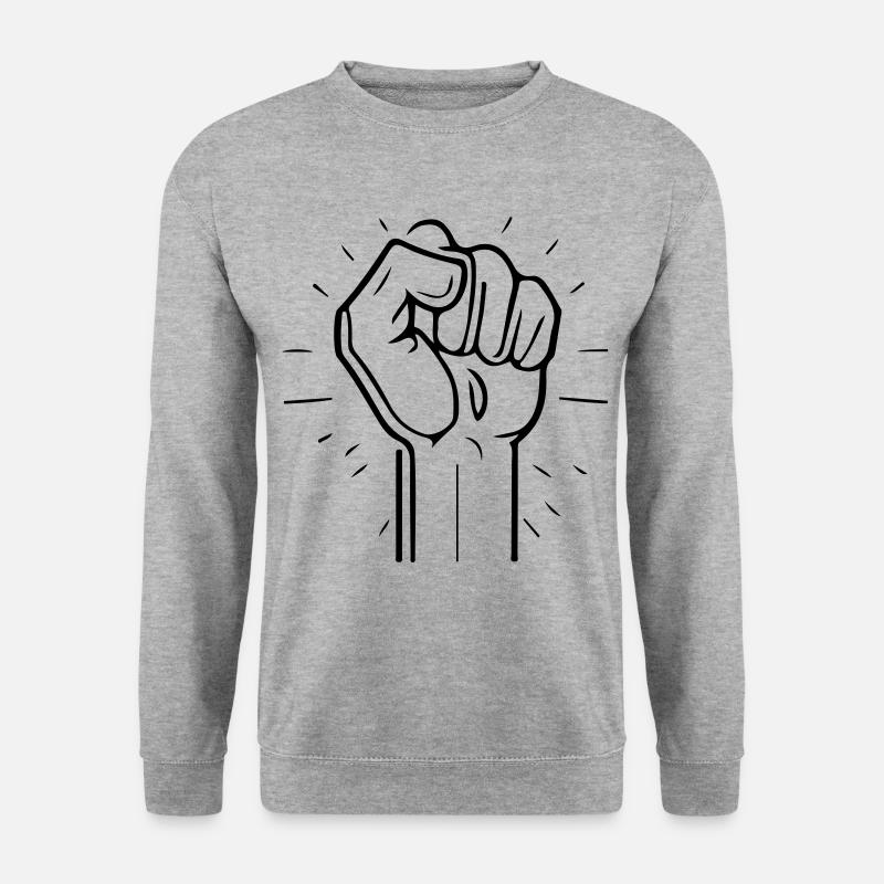 Hand Faust Symbol - Unisex Pullover - Weißgrau meliert