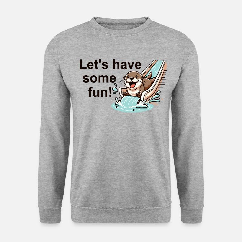 Der Otter auf der Rutsche - Unisex Pullover - Weißgrau meliert