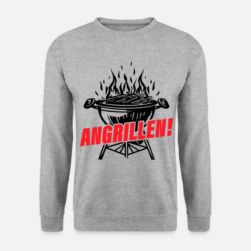 Angrillen Grillen Grill - Unisex Pullover - Weißgrau meliert