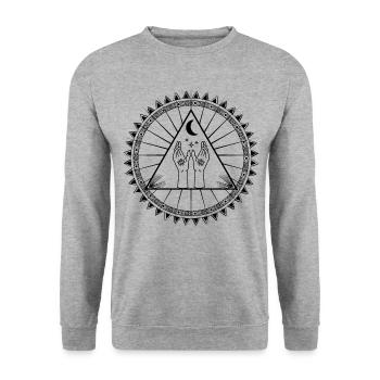 Universe Spiritual Tattoo Hands Moon Stars - Unisex Sweatshirt - salt & pepper - Front - Alina (178cm) & Michal (187cm)