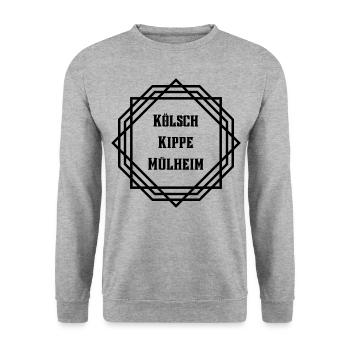Kölsch Kippe Mülheim - Cooler Köln Spruch - Unisex Pullover - Weißgrau meliert - Vorne - Alina (178cm) & Michal (187cm)