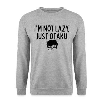 Lustiger Otaku - Unisex Pullover - Weißgrau meliert - Vorne - Alina (178cm) & Michal (187cm)