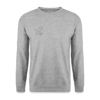 Friedenstaube - Unisex Pullover - Weißgrau meliert - Vorne - Alina (178cm) & Michal (187cm)