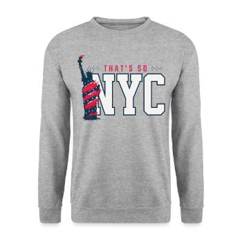 NYC New York City USA Reisen Urlaub travel Trip - Unisex Pullover - Weißgrau meliert - Vorne - Alina (178cm) & Michal (187cm)