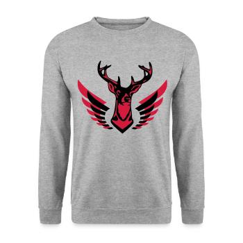 Grand cerf bien avec des ailes 2c C - Sweat-shirt Unisexe - gris chiné - Devant - Alina (178cm) & Michal (187cm)