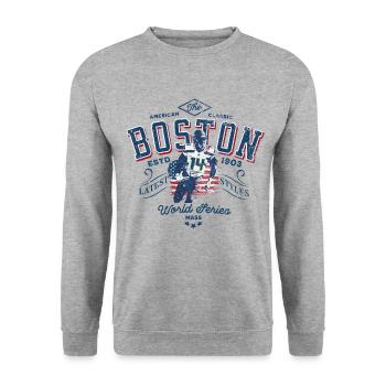 Boston classic world series MASS V2 - Unisex Pullover - Weißgrau meliert - Vorne - Alina (178cm) & Michal (187cm)