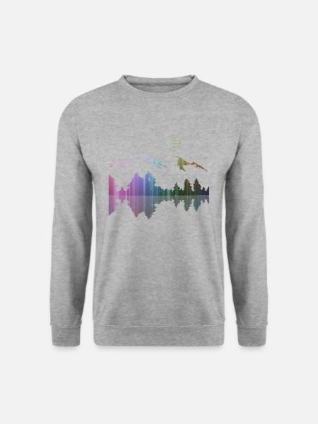 Paysage, art, montagnes, forêt, street art, désert - Sweat-shirt Unisexe - gris chiné