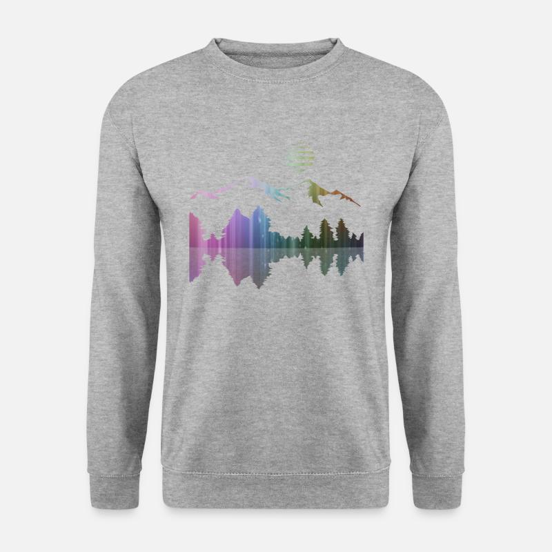 Landschaft, Kunst, Berge, Wald, Streetart, Wildnis - Unisex Pullover - Weißgrau meliert