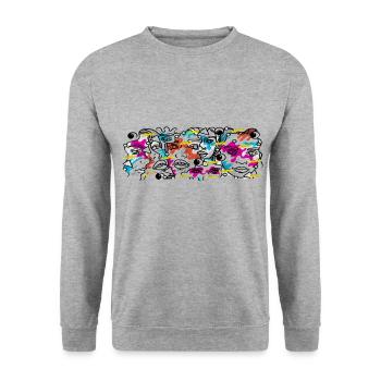Graffiti, street art, art, visages - Sweat-shirt Unisexe - gris chiné - Devant - Alina (178cm) & Michal (187cm)