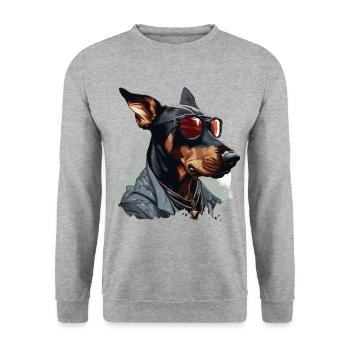 Protecteur urbain | Doberman Graffiti - Sweat-shirt Unisexe - gris chiné - Devant - Alina (178cm) & Michal (187cm)