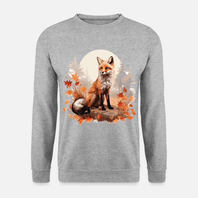 Ræv om efteråret - Unisex sweater - hvidgrå meleret