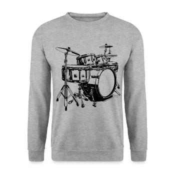 Schlagzeug - Unisex Pullover - Weißgrau meliert - Vorne - Alina (178cm) & Michal (187cm)