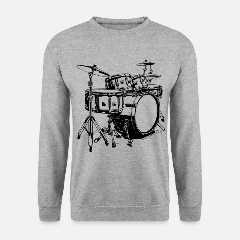 Schlagzeug - Unisex Pullover - Weißgrau meliert