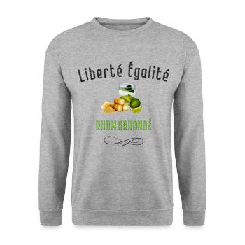 Liberté égalité Rome arrangé citation humour - Sweat-shirt Unisexe - gris chiné - Devant - Alina (178cm) & Michal (187cm)