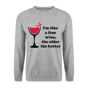 Comme un bon vin 2c - Comme un bon vin - Sweat-shirt Unisexe - gris chiné - Devant - Alina (178cm) & Michal (187cm)