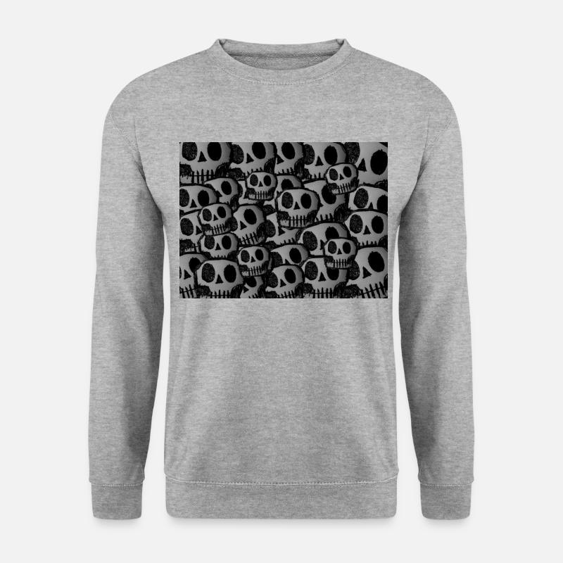 S K U L L S - Unisex Pullover - Weißgrau meliert
