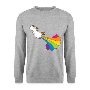 Funny pupping unicorn with rainbow cloud - Unisex Sweatshirt - salt & pepper - Front - Alina (178cm) & Michal (187cm)