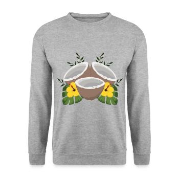 Sommer Kokosnuss - Unisex Pullover - Weißgrau meliert - Vorne - Alina (178cm) & Michal (187cm)