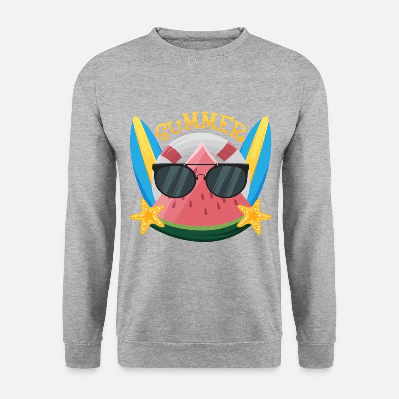 Watermelon with Sunglasses - Unisex Pullover - Weißgrau meliert
