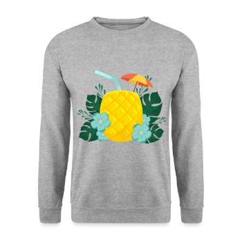 Boisson ananas / été / soleil - Sweat-shirt Unisexe - gris chiné - Devant - Alina (178cm) & Michal (187cm)