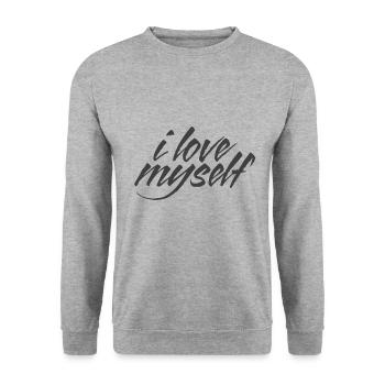 I Love Myself / Selbstbewusstsein - Unisex Pullover - Weißgrau meliert - Vorne - Alina (178cm) & Michal (187cm)