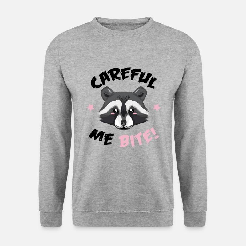 Waschbär - Vorsicht ich beiße - Unisex Pullover - Weißgrau meliert