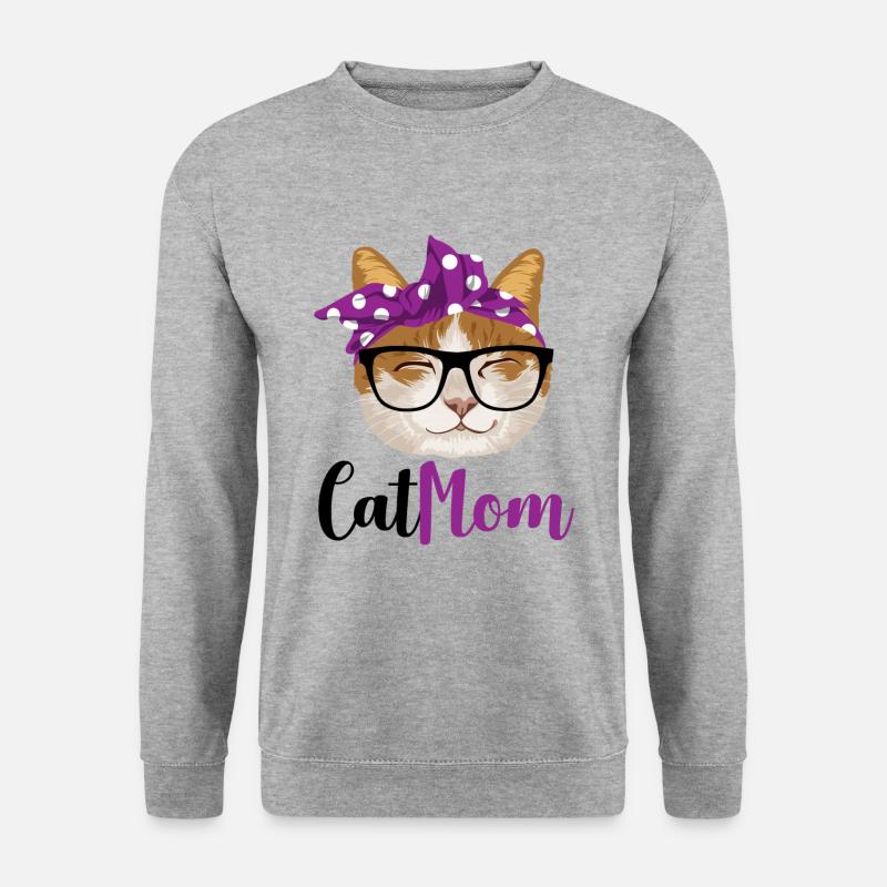 Cat Mom / Katzen Mama - Unisex Pullover - Weißgrau meliert