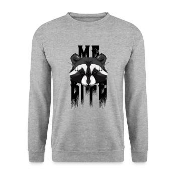 Ich beiße Waschbär - Unisex Pullover - Weißgrau meliert - Vorne - Alina (178cm) & Michal (187cm)