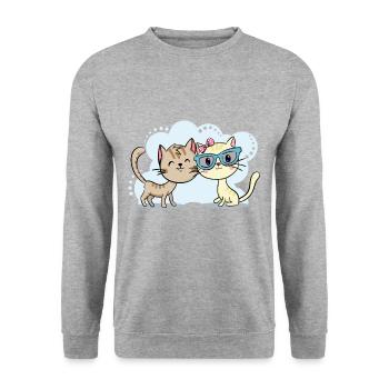 Amour de chat - Sweat-shirt Unisexe - gris chiné - Devant - Alina (178cm) & Michal (187cm)