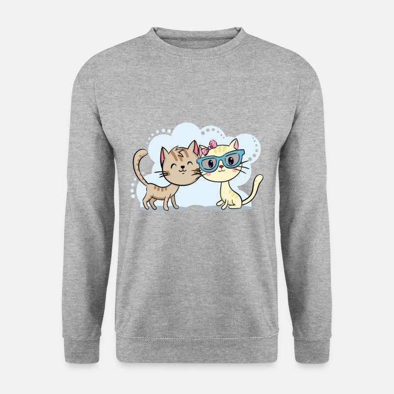 Katzenliebe - Unisex Pullover - Weißgrau meliert