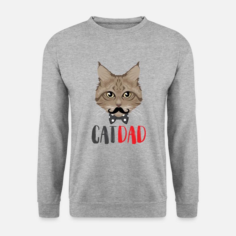 Stolzer Katzen Papa - Unisex Pullover - Weißgrau meliert