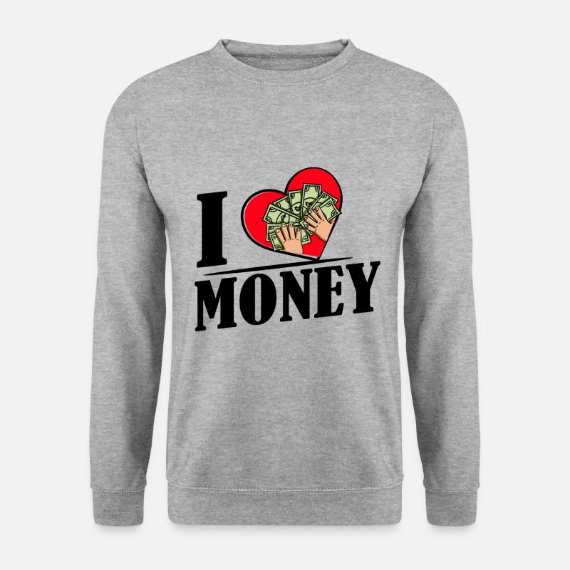 Ich liebe Geld - Unisex Pullover - Weißgrau meliert